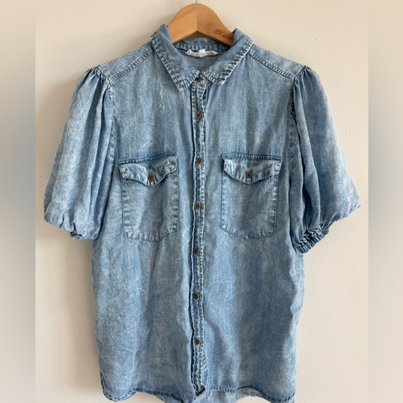 Tops - Women's Light Blue Denim Blouse